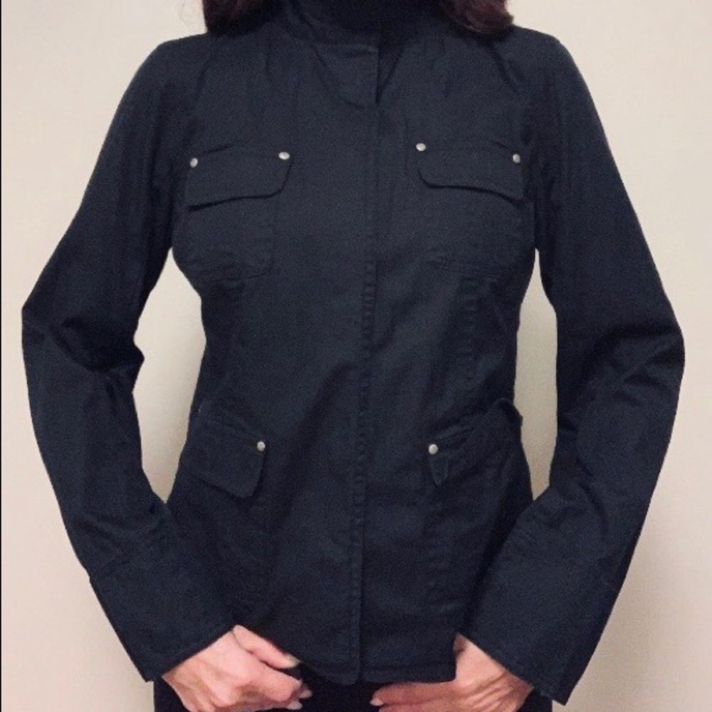 Black Cotton Biker Jacket